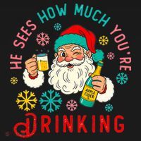 He Sees How Much You're Drinking Santa Women's Tank Top thumb 5