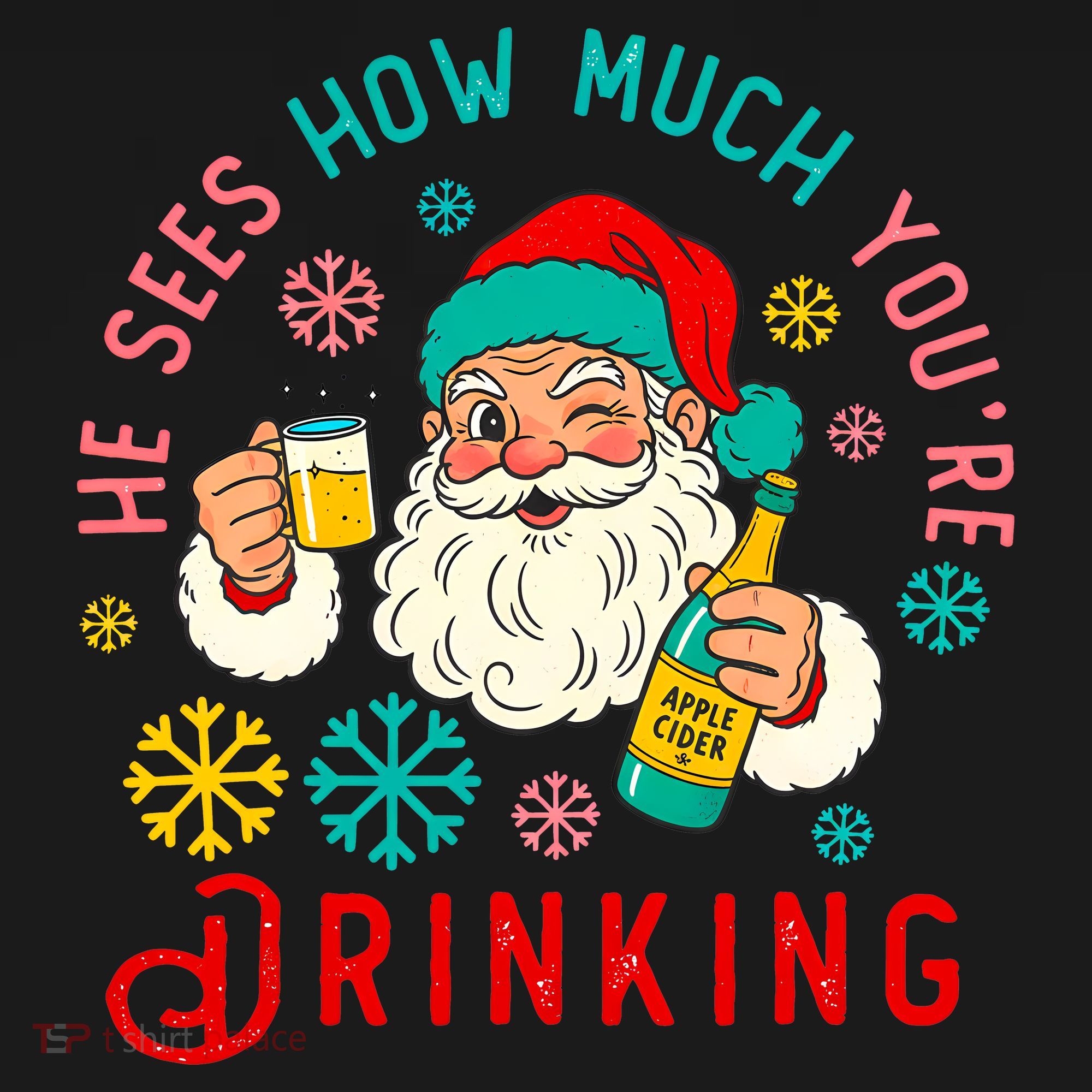 He Sees How Much You're Drinking Santa Women's Tank Top
