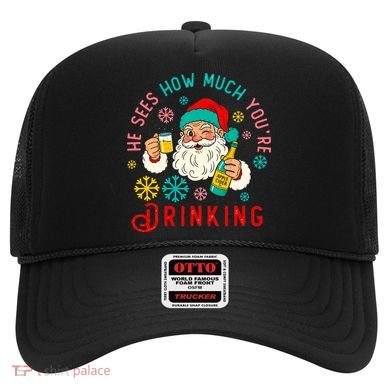 He Sees How Much You're Drinking Santa Hat