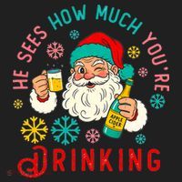He Sees How Much You're Drinking Santa Golf Towel thumb 3
