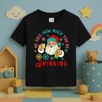 He Sees How Much You're Drinking Santa Toddler T-Shirt thumb 3