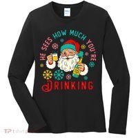 He Sees How Much You're Drinking Santa Women's Long Sleeve Shirt thumb 0