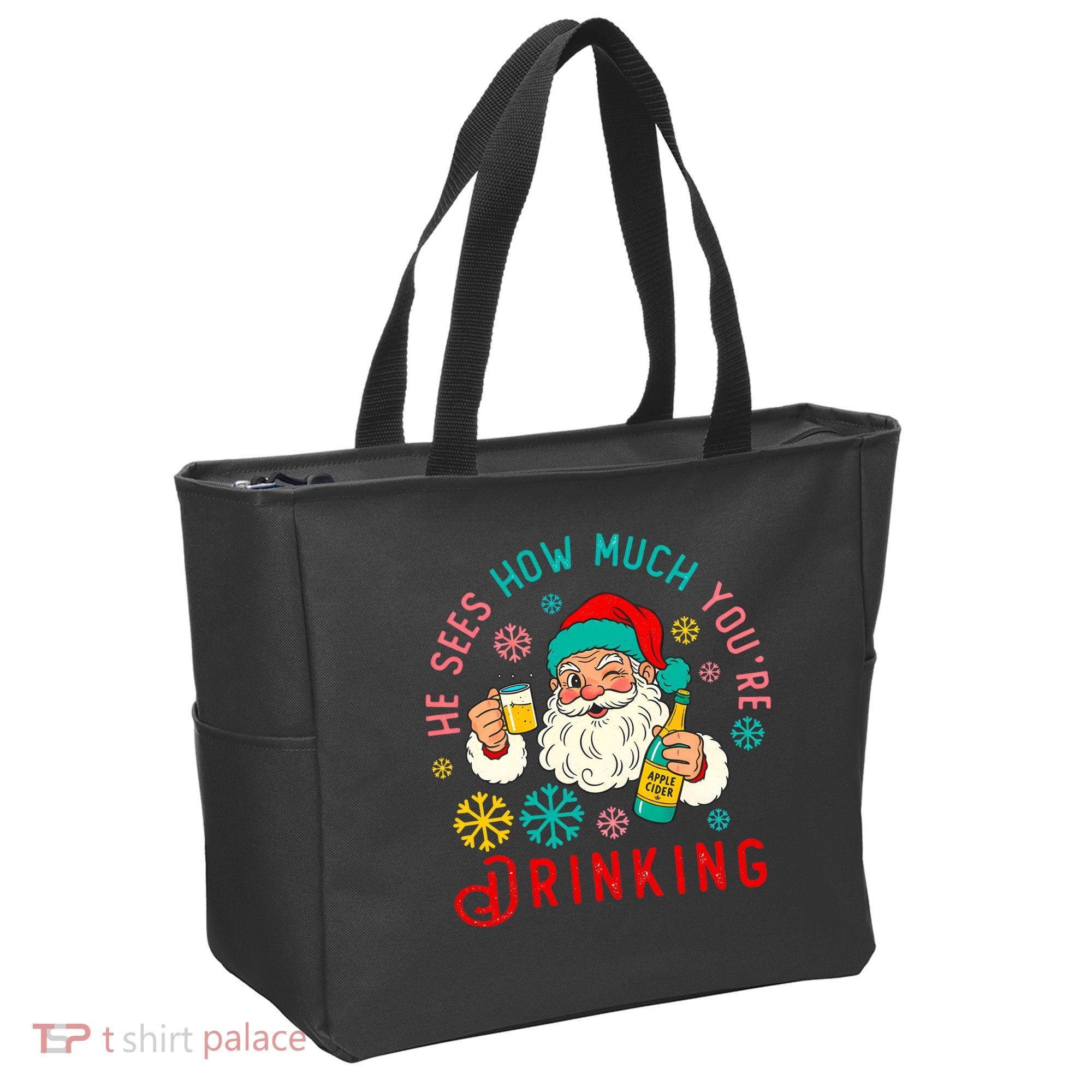 He Sees How Much You're Drinking Santa Tote Bag
