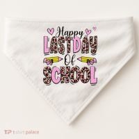 Hello Summer Happy Last Day Of School Leopard USA-Made Doggie Bandana thumb 0