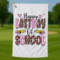 Hello Summer Happy Last Day Of School Leopard Golf Towel thumb 1
