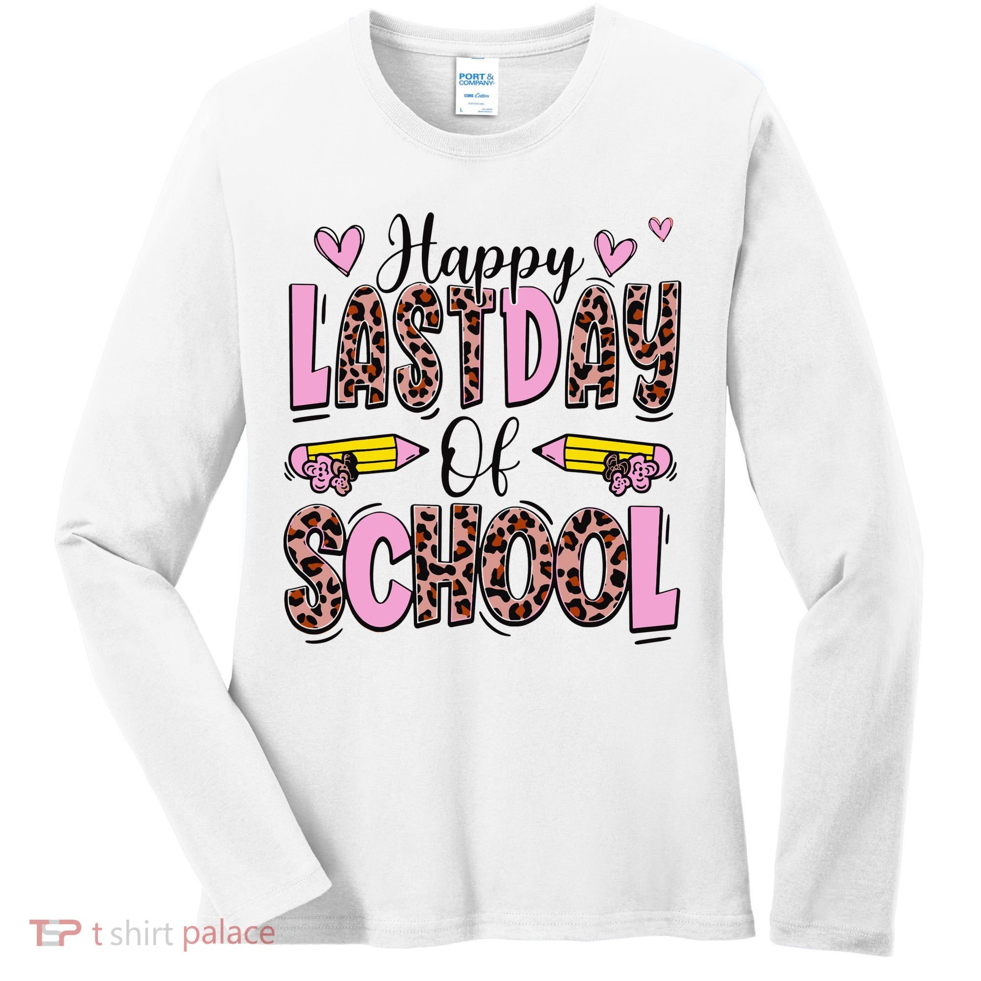 Hello Summer Happy Last Day Of School Leopard Women's Long Sleeve Shirt