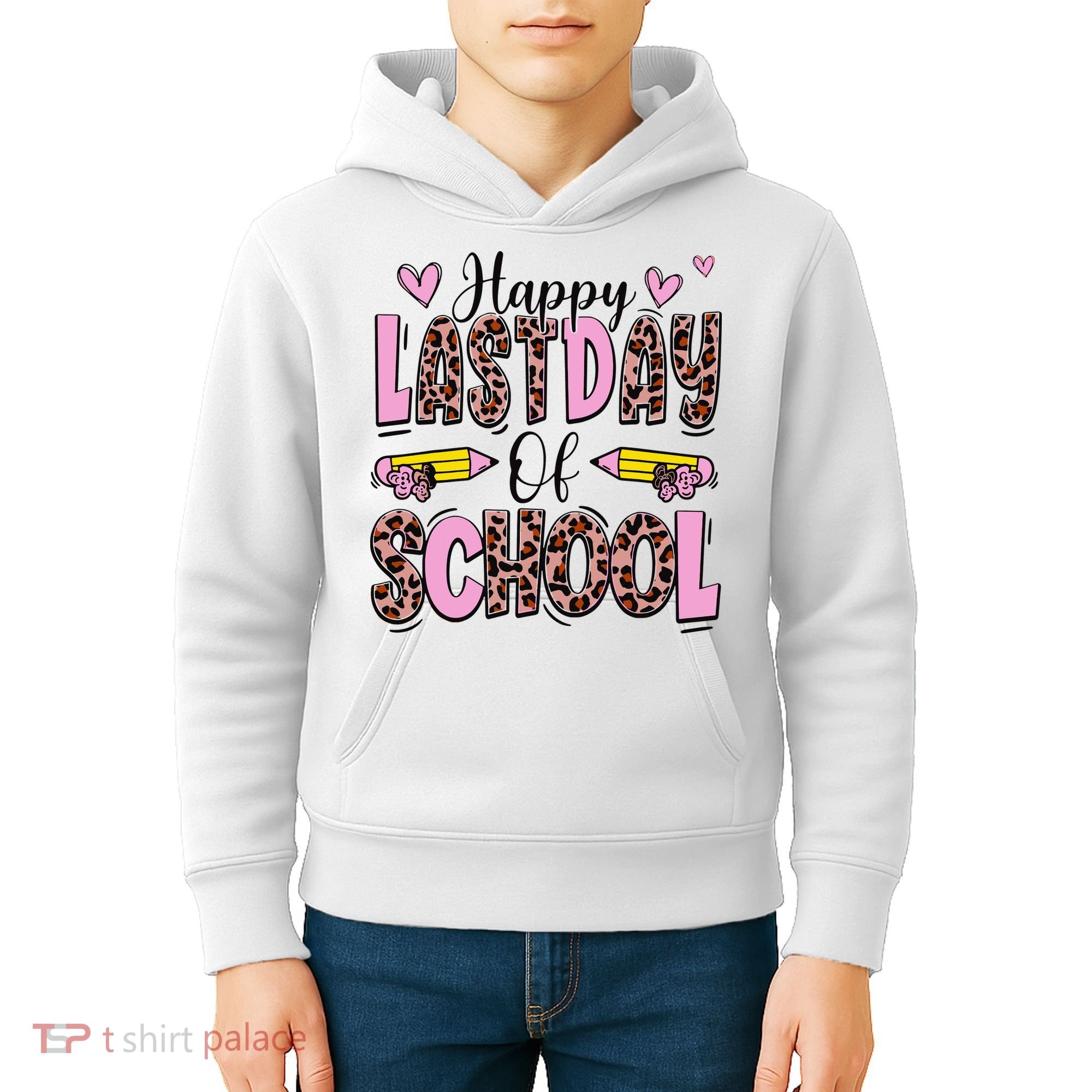 Hello Summer Happy Last Day Of School Leopard Kids Hoodie