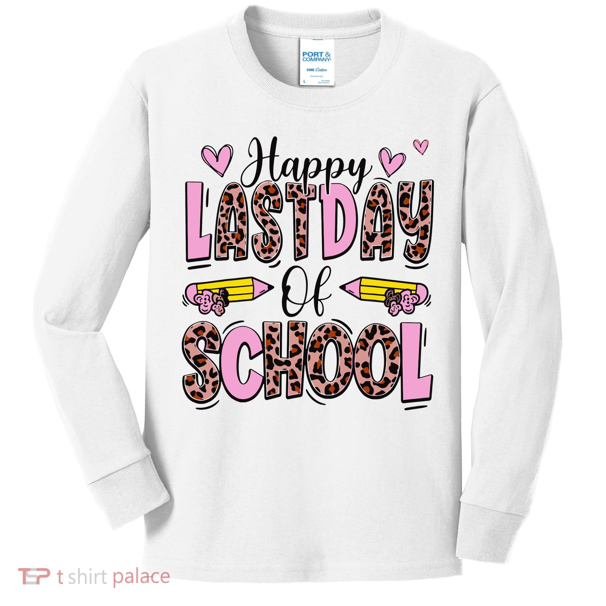 Hello Summer Happy Last Day Of School Leopard Kids Long Sleeve Shirt