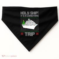 Holy Ship It's A Christmas Trip Family Vacation Cruise USA-Made Doggie Bandana thumb 0