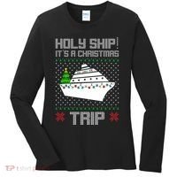 Holy Ship It's A Christmas Trip Family Vacation Cruise Women's Long Sleeve Shirt thumb 0
