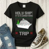 Holy Ship It's A Christmas Trip Family Vacation Cruise Women's T-Shirt thumb 3