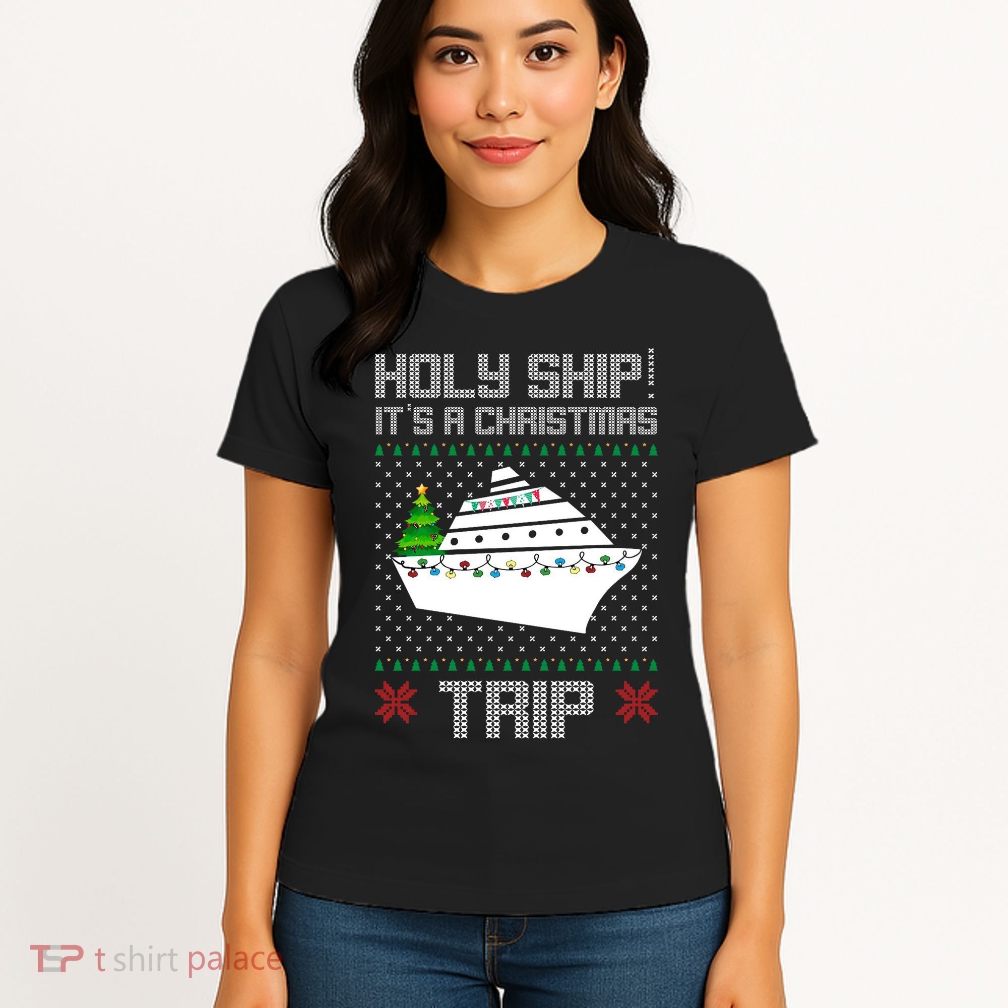 Holy Ship It's A Christmas Trip Family Vacation Cruise Women's T-Shirt