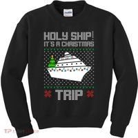 Holy Ship It's A Christmas Trip Family Vacation Cruise Kids Sweatshirt thumb 0