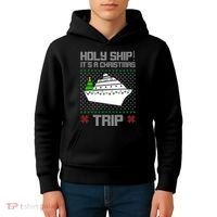 Holy Ship It's A Christmas Trip Family Vacation Cruise Kids Hoodie thumb 4