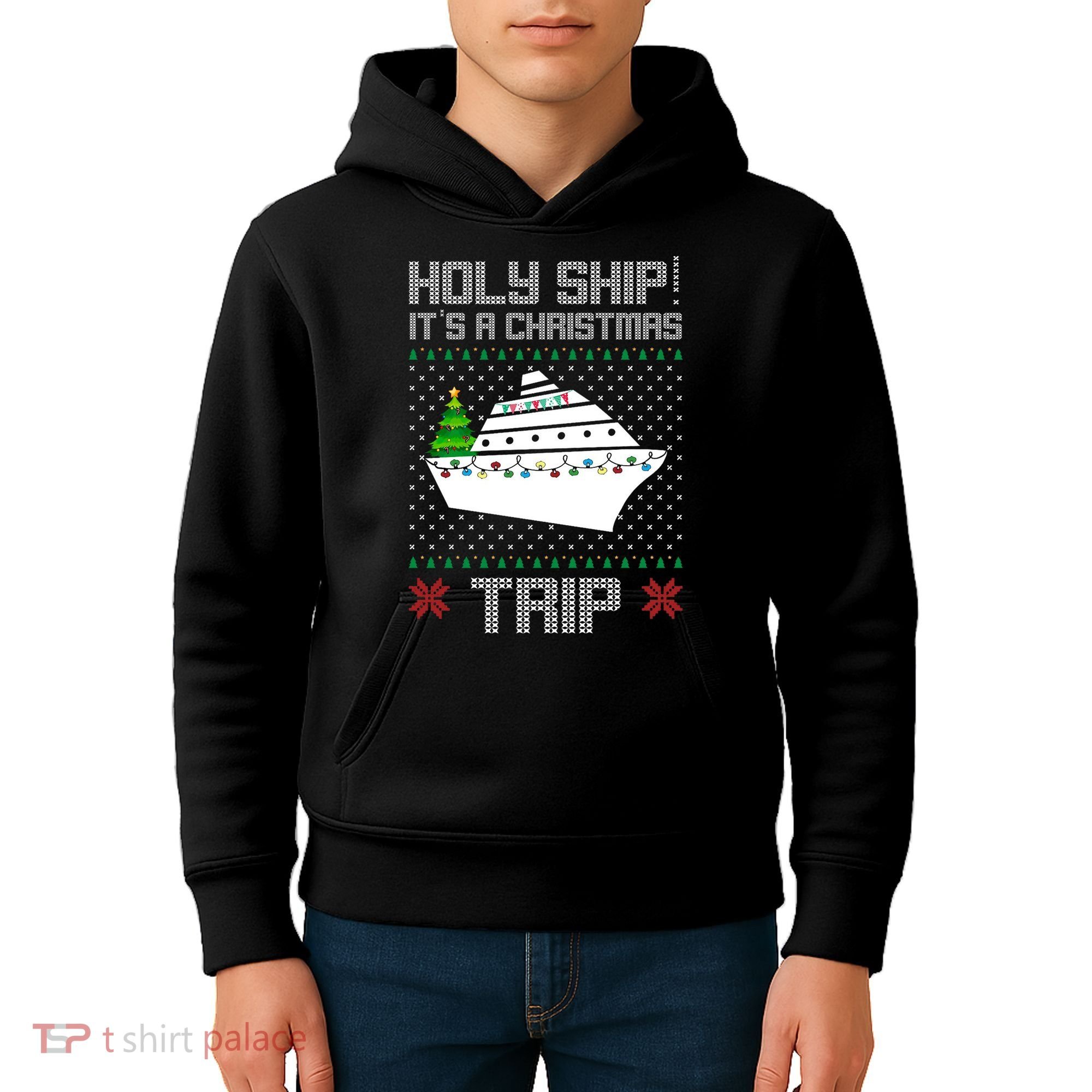 Holy Ship It's A Christmas Trip Family Vacation Cruise Kids Hoodie