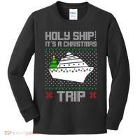 Holy Ship It's A Christmas Trip Family Vacation Cruise Kids Long Sleeve Shirt thumb 0