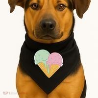 Heart Shaped Ice Cream Cute Gift USA-Made Doggie Bandana thumb 1