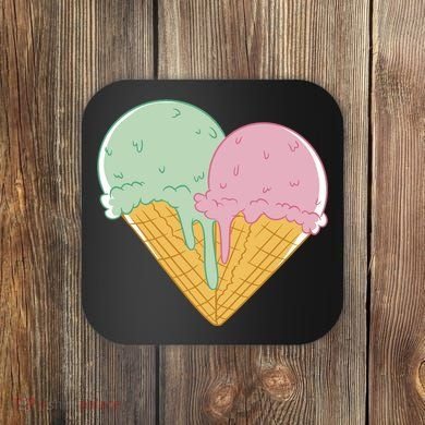 Heart Shaped Ice Cream Cute Gift Coaster