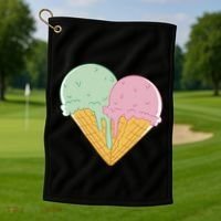 Heart Shaped Ice Cream Cute Gift Golf Towel thumb 1
