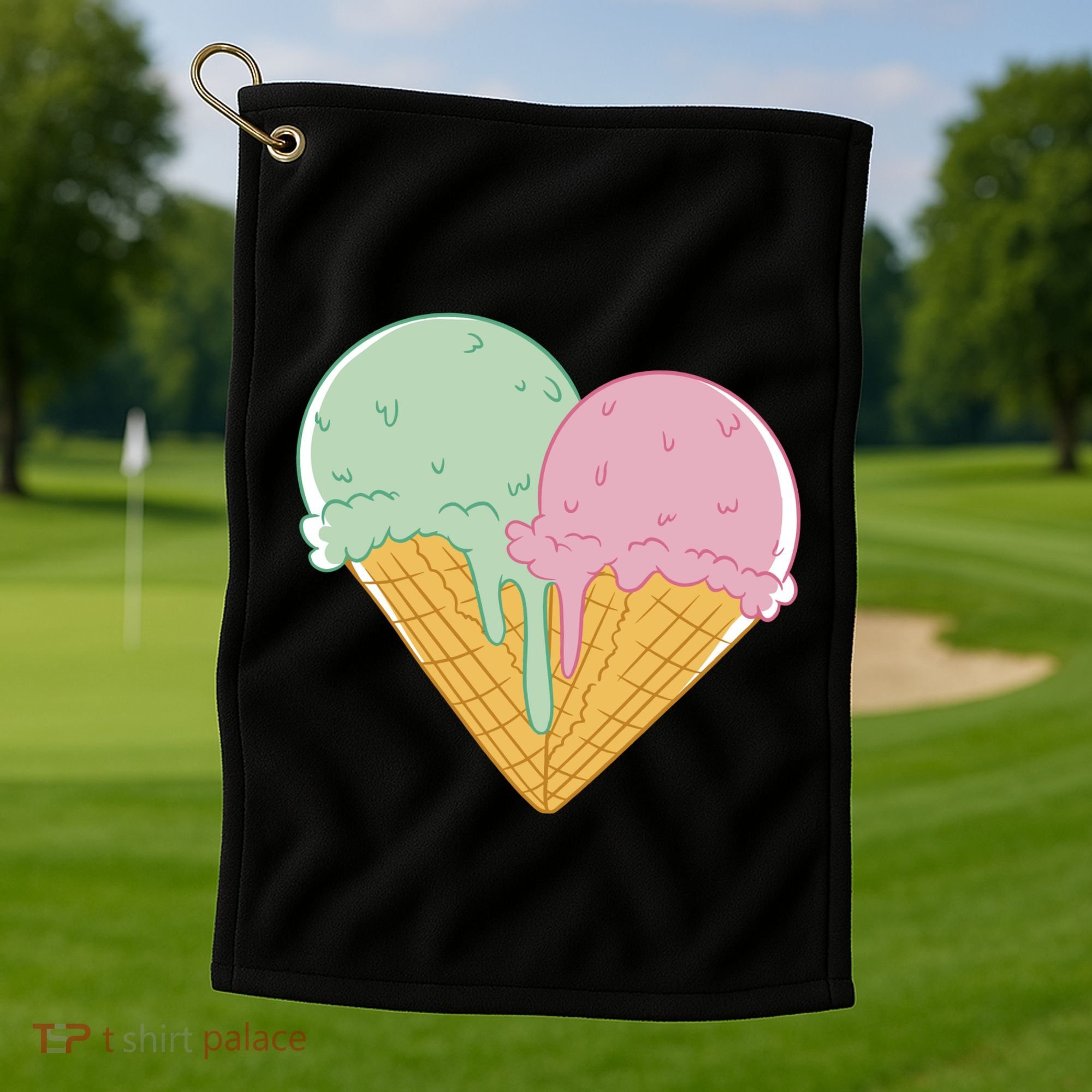 Heart Shaped Ice Cream Cute Gift Golf Towel