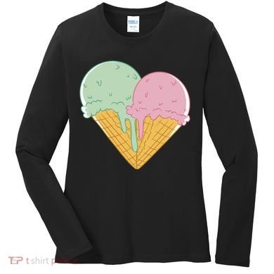 Heart Shaped Ice Cream Cute Gift Women's Long Sleeve Shirt