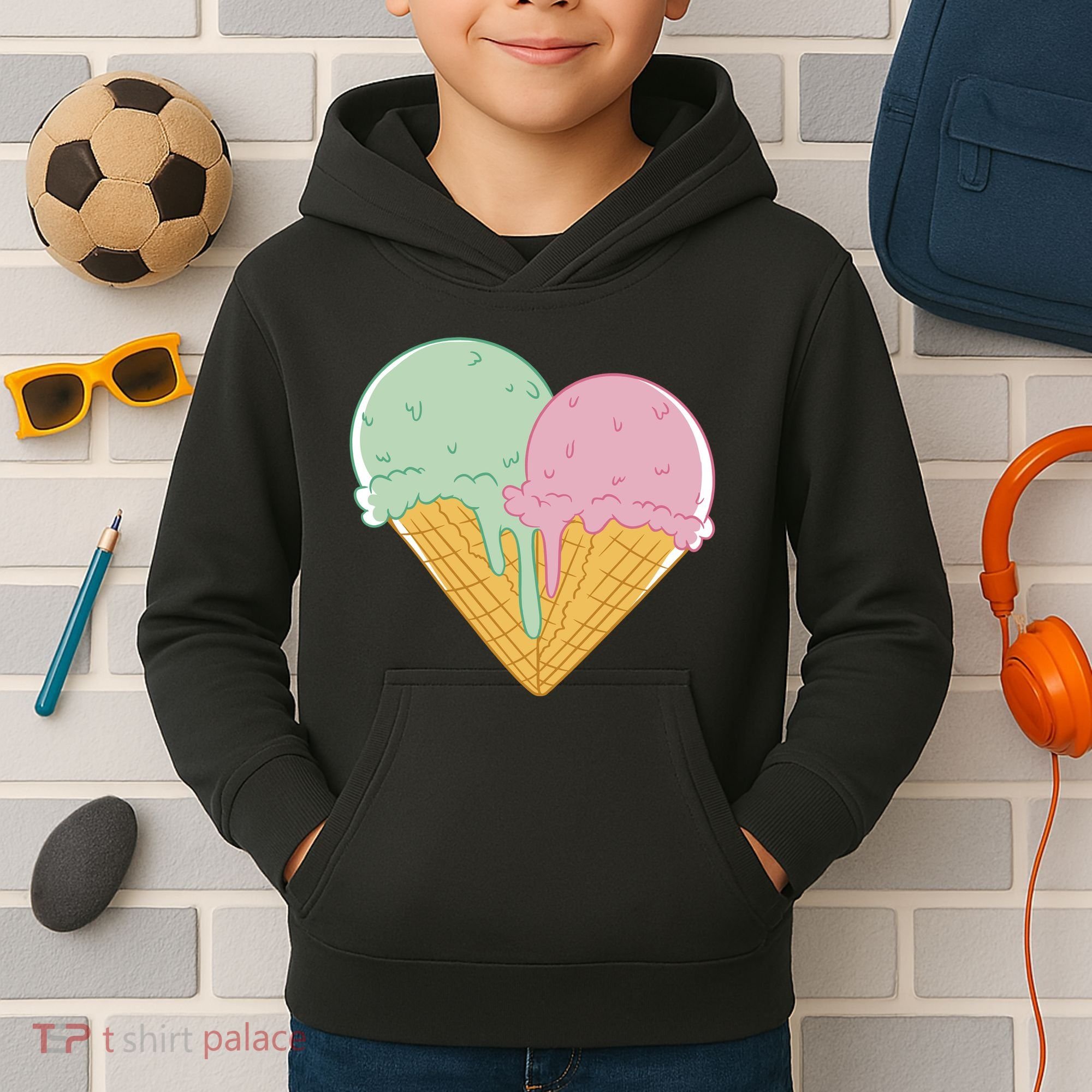 Heart Shaped Ice Cream Cute Gift Kids Hoodie