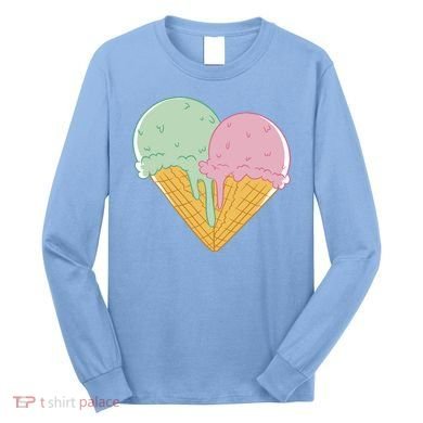 Heart Shaped Ice Cream Cute Gift Long Sleeve Shirt