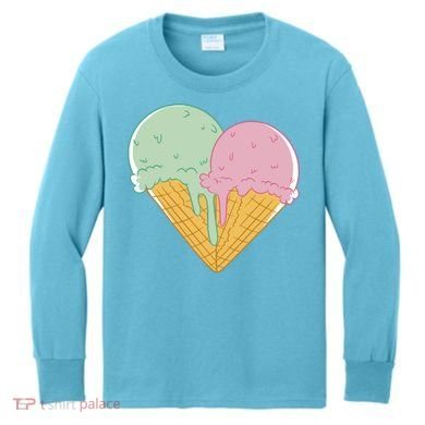Heart Shaped Ice Cream Cute Gift Kids Long Sleeve Shirt