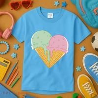 Heart Shaped Ice Cream Cute Gift Kids T-Shirt thumb 3