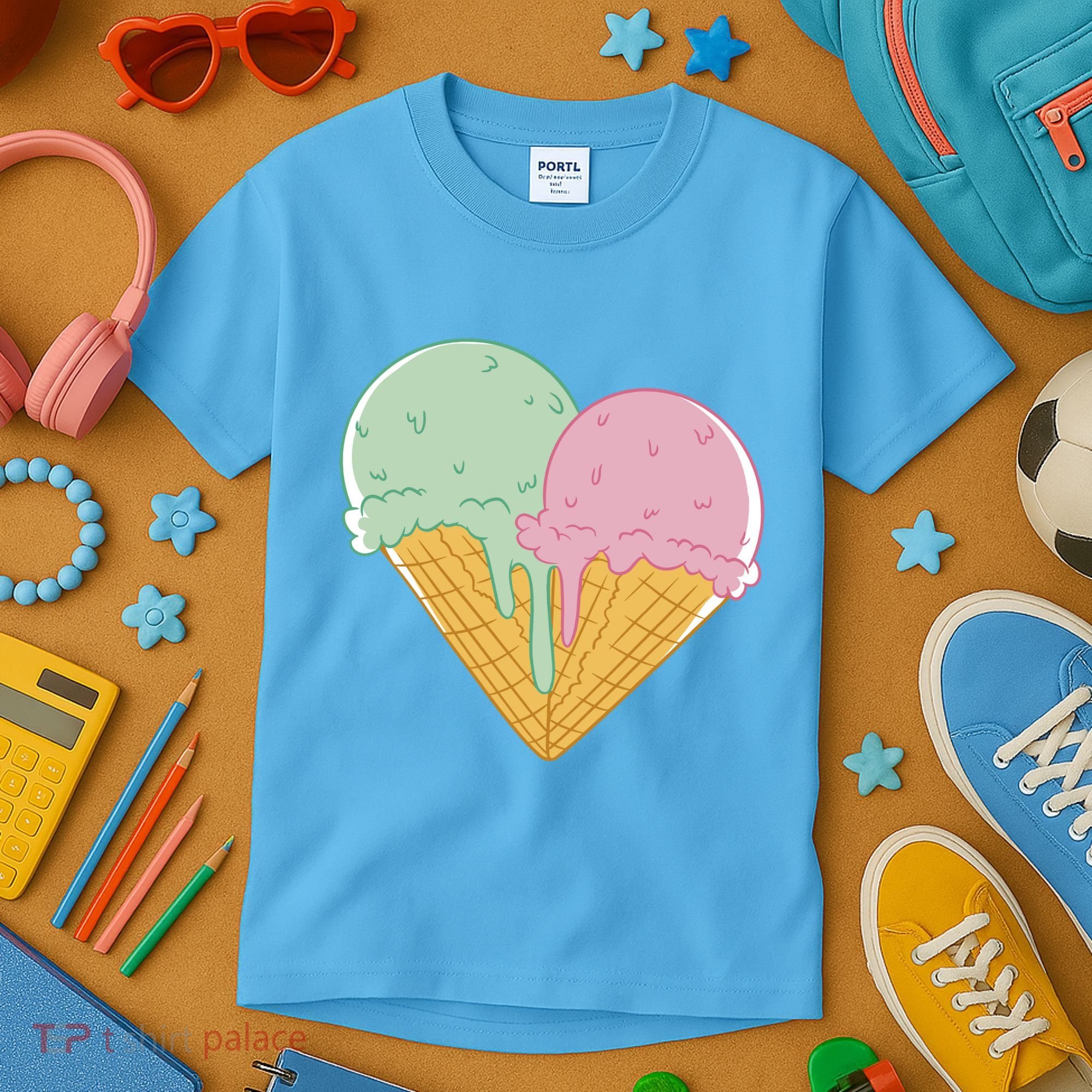 Heart Shaped Ice Cream Cute Gift Kids T-Shirt