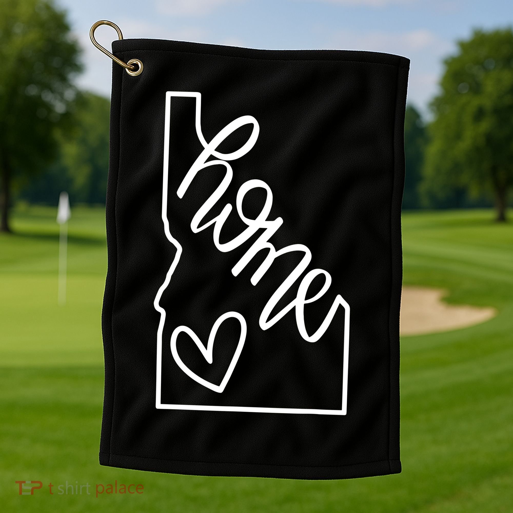 Home State Idaho Home Handlettered Graphic Golf Towel