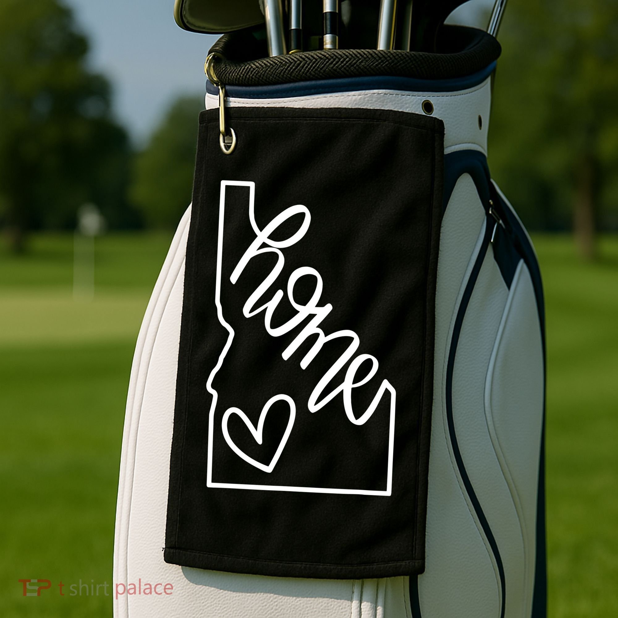 Home State Idaho Home Handlettered Graphic Golf Towel