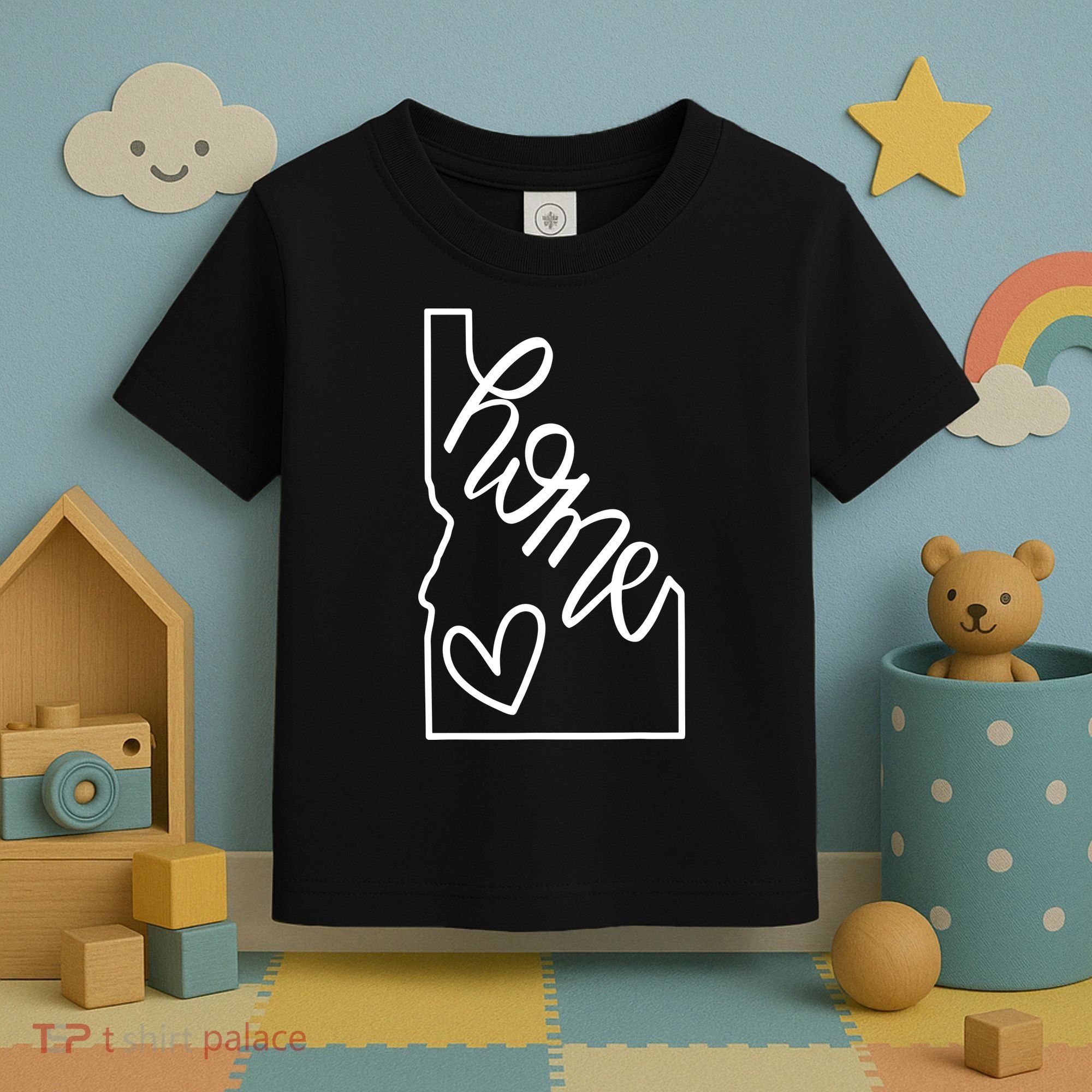 Home State Idaho Home Handlettered Graphic Toddler T-Shirt