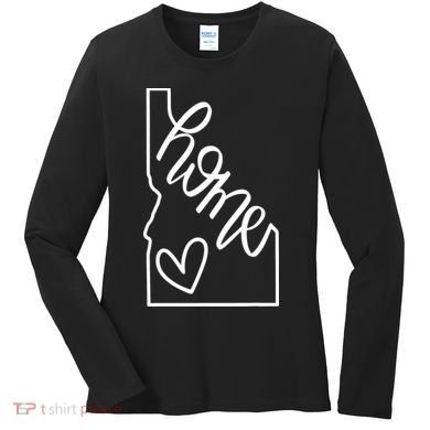 Home State Idaho Home Handlettered Graphic Women's Long Sleeve Shirt