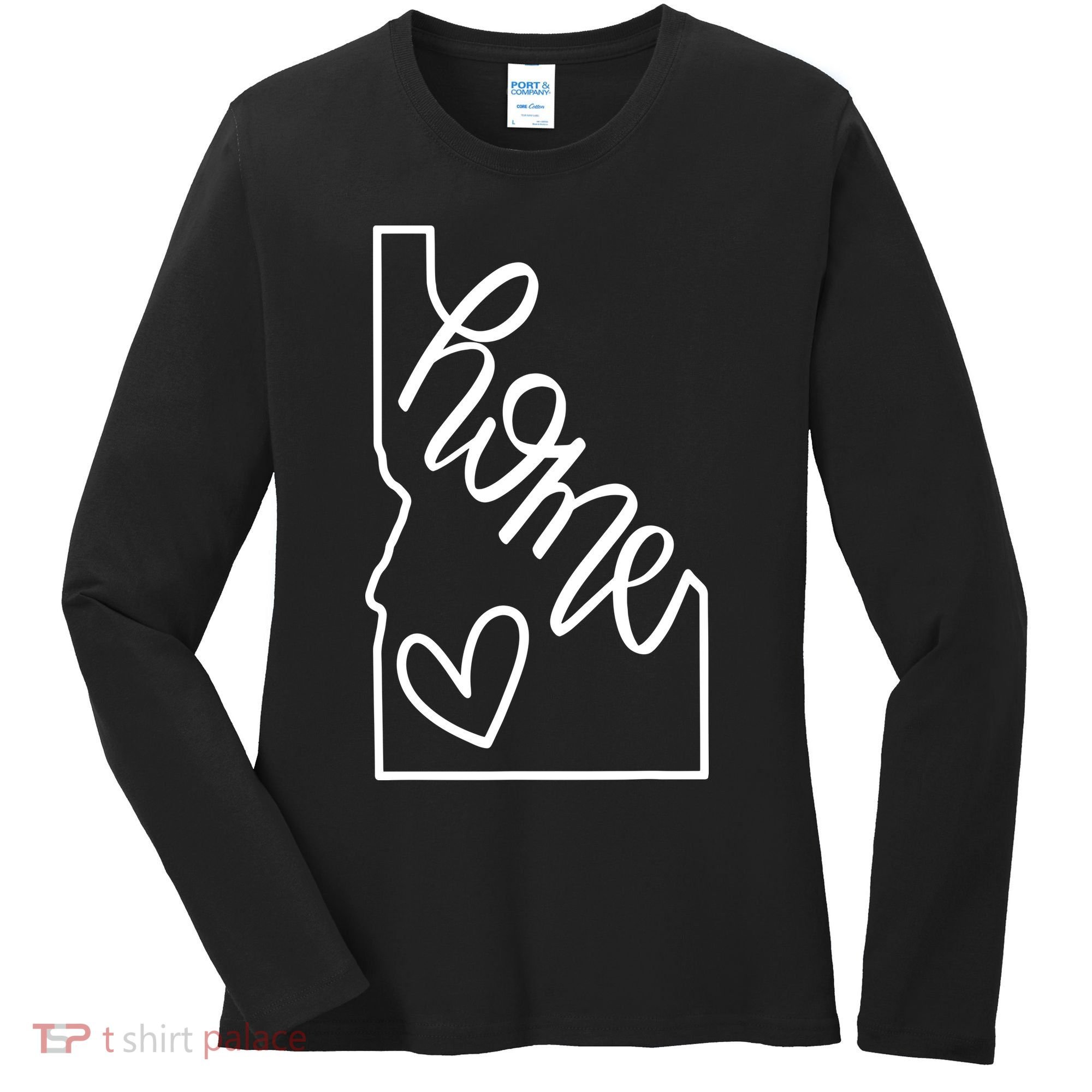 Home State Idaho Home Handlettered Graphic Women's Long Sleeve Shirt