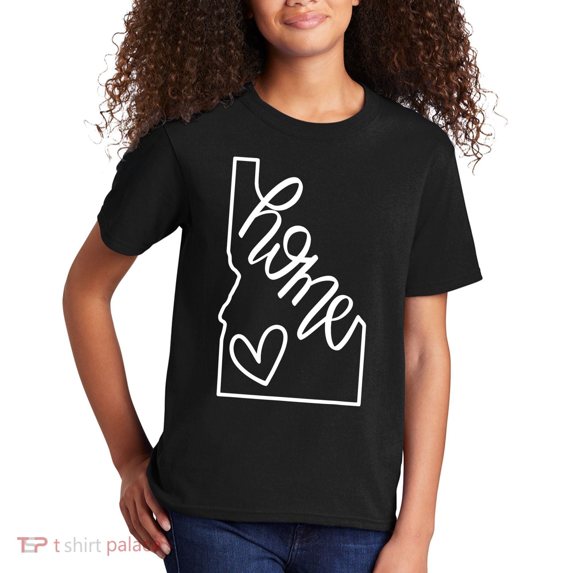 Home State Idaho Home Handlettered Graphic Kids T-Shirt
