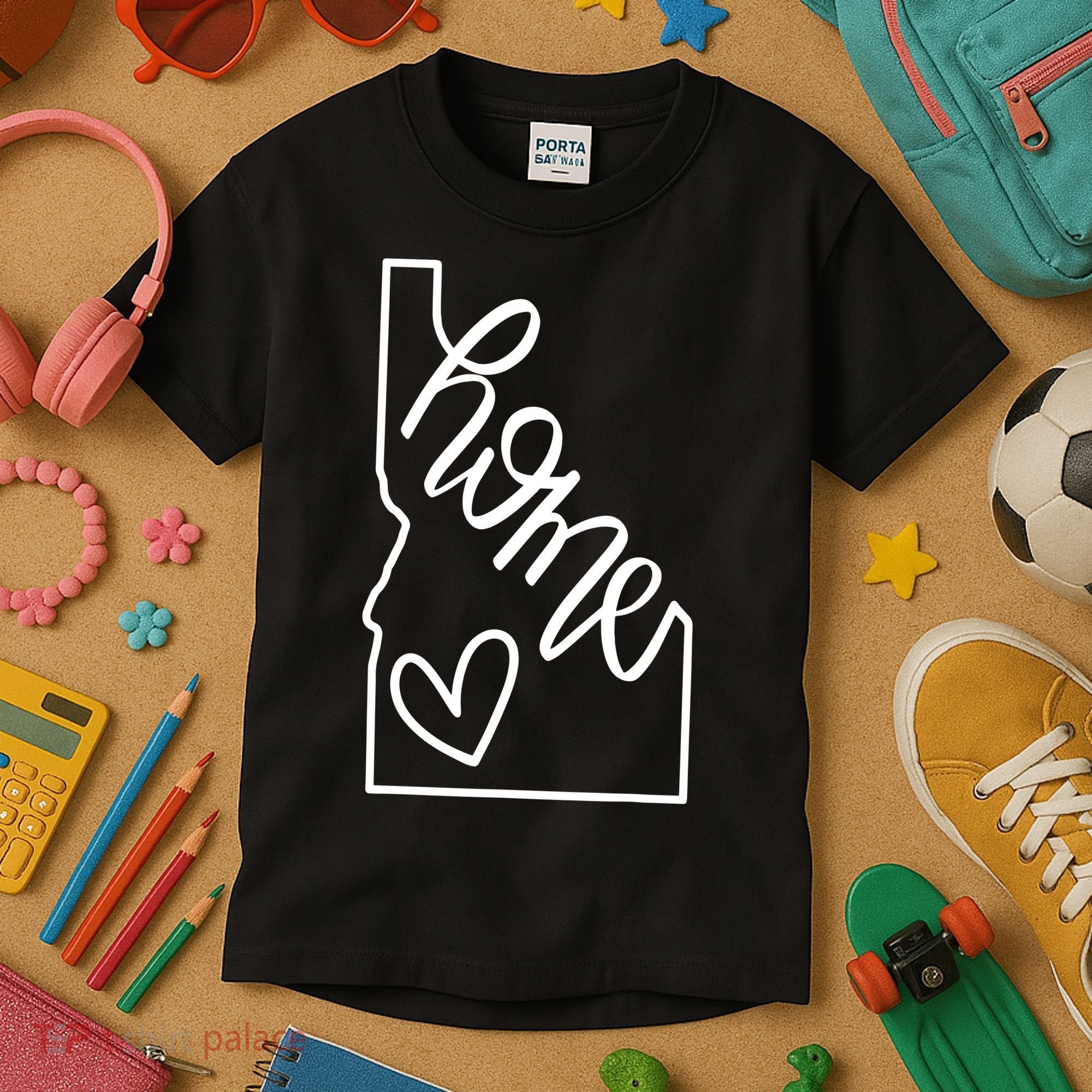 Home State Idaho Home Handlettered Graphic Kids T-Shirt