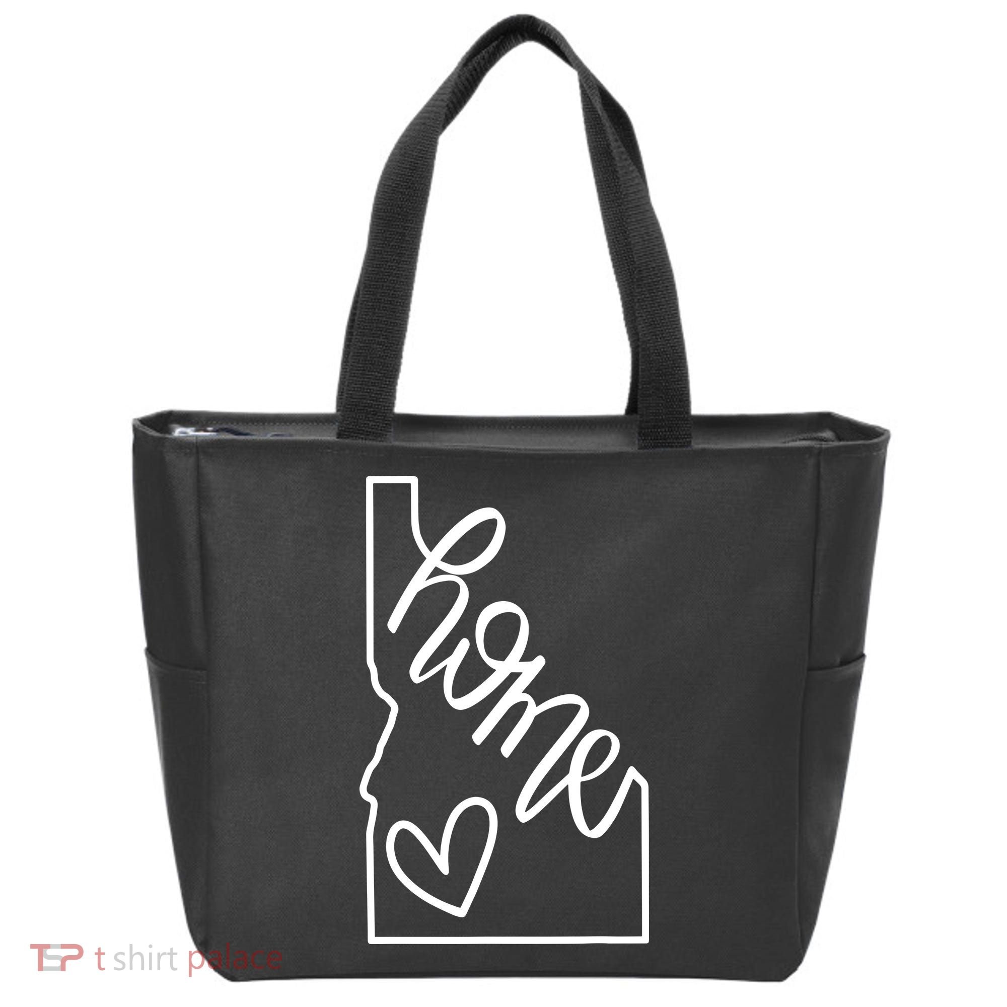 Home State Idaho Home Handlettered Graphic Tote Bag