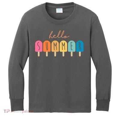 Hello Summer Ice Cream Kids Long Sleeve Shirt