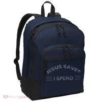 Hilarious & Sarcastic Jesus Saves I Spend Port Authority Basic Backpack thumb 0