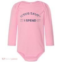 Hilarious & Sarcastic Jesus Saves I Spend Baby Long Sleeve Bodysuit thumb 0