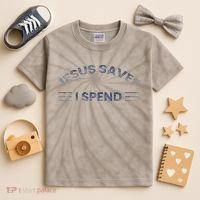 Hilarious & Sarcastic Jesus Saves I Spend Kids Tie-Dye T-Shirt thumb 2