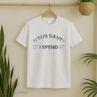 Hilarious & Sarcastic Jesus Saves I Spend T-Shirt thumb 2
