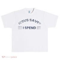 Hilarious & Sarcastic Jesus Saves I Spend Urban Oversized Heavyweight T-Shirt thumb 0
