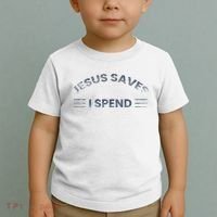 Hilarious & Sarcastic Jesus Saves I Spend Toddler T-Shirt thumb 2