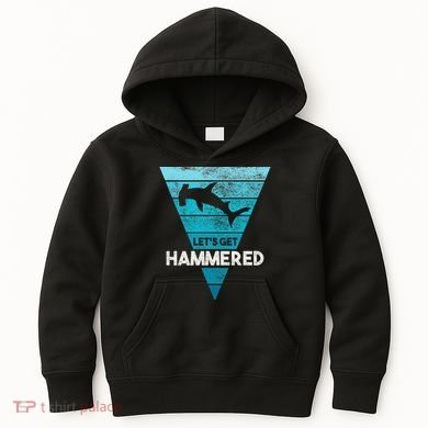 Hammerhead Shark LetS Get Hammered All Week Kids Hoodie