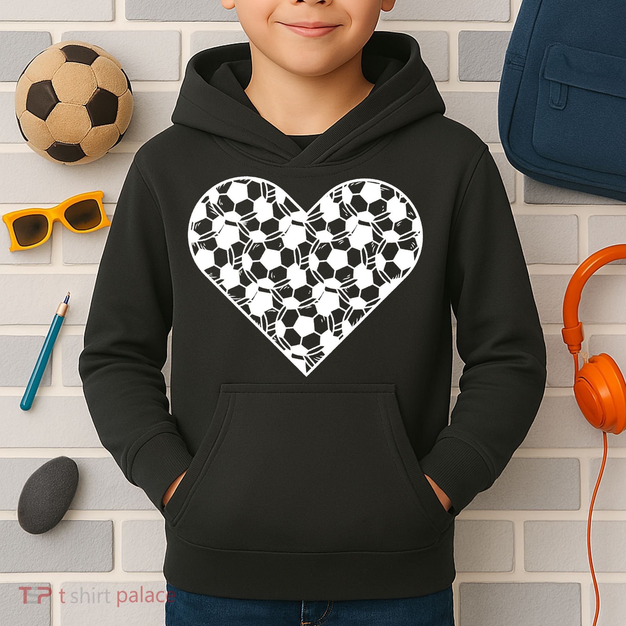 Heart Soccer Lover Kids Hoodie