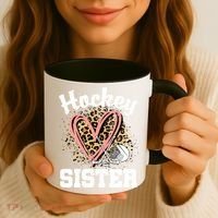 Hockey Sister Leopard Heart Ice Hockey Great Gift Coffee Mug thumb 3