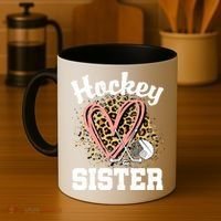 Hockey Sister Leopard Heart Ice Hockey Great Gift Coffee Mug thumb 4