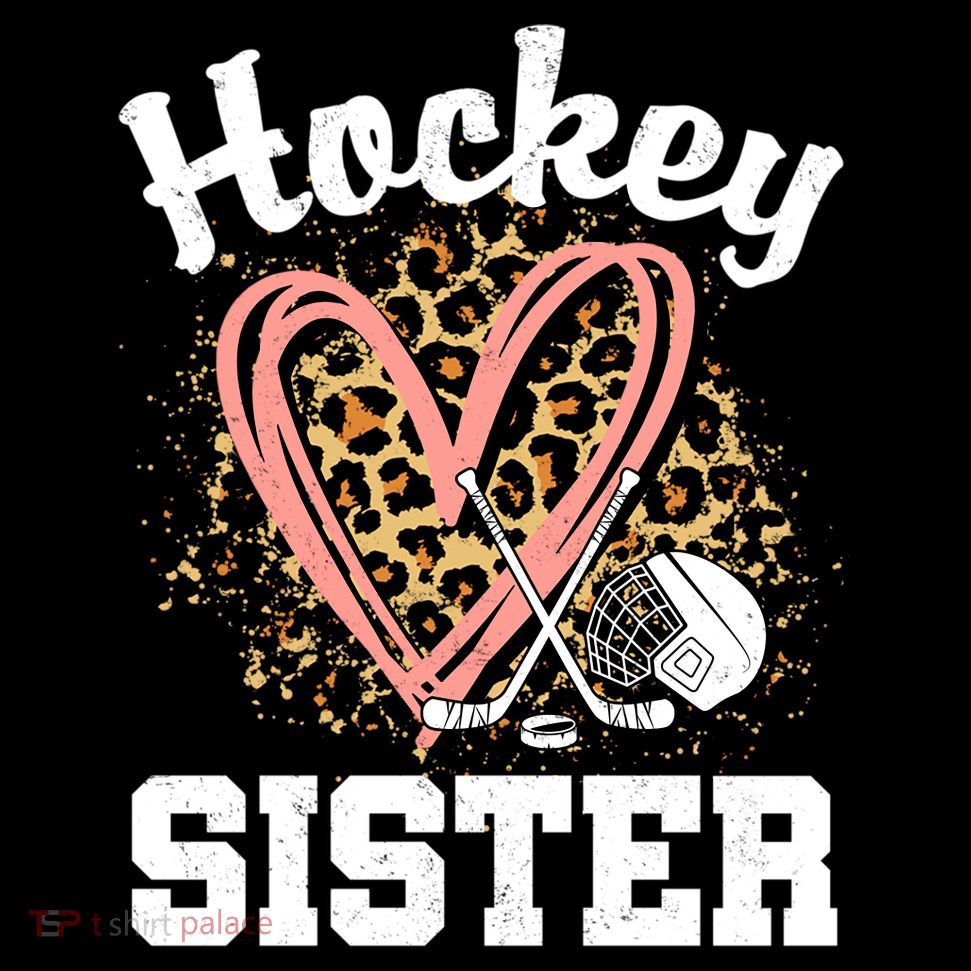 Hockey Sister Leopard Heart Ice Hockey Great Gift Coffee Mug
